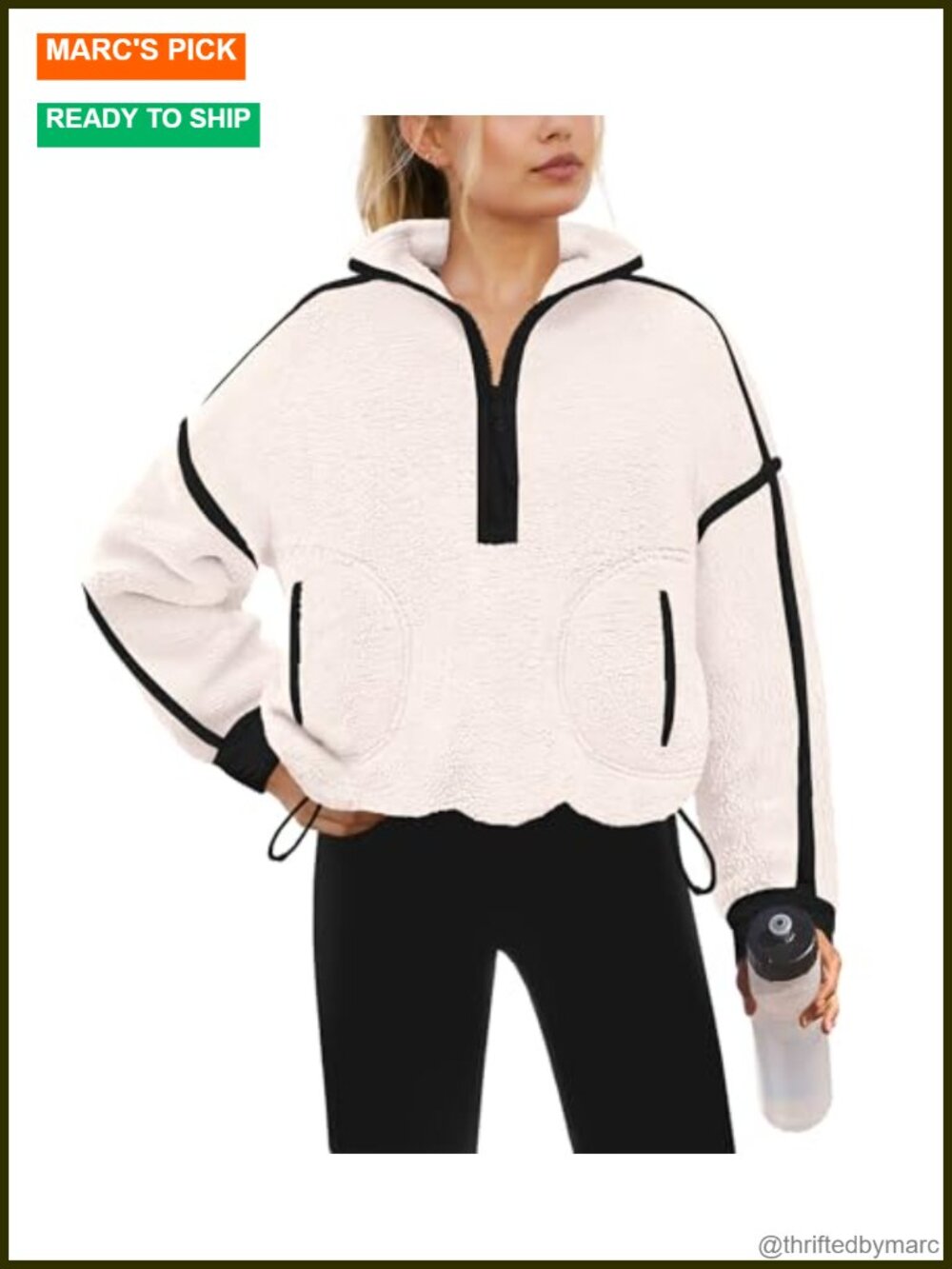 Sherpa Fleece Quarter Zip Pullover Oversized Sweatshirt